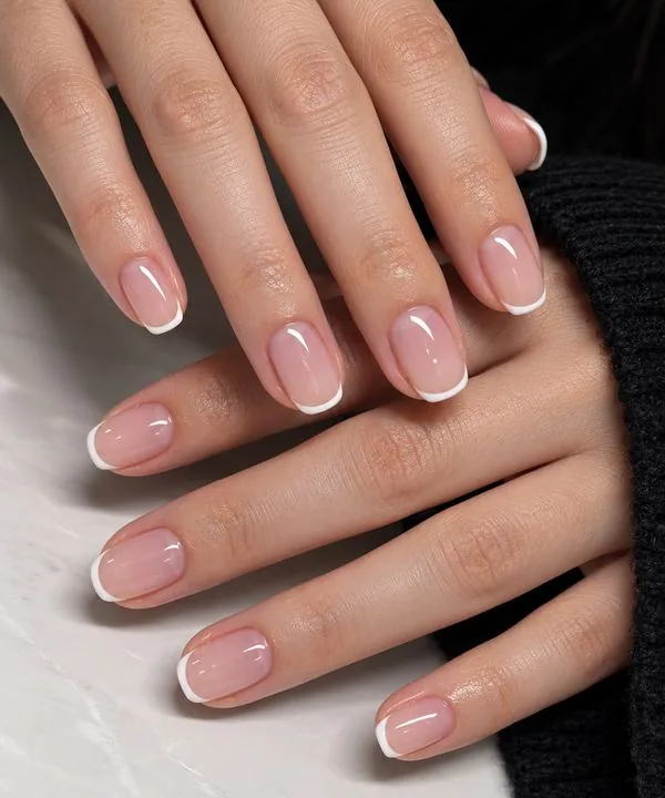 Diseño de uñas French micro en Peonía Nails & Lashes, Roma Sur